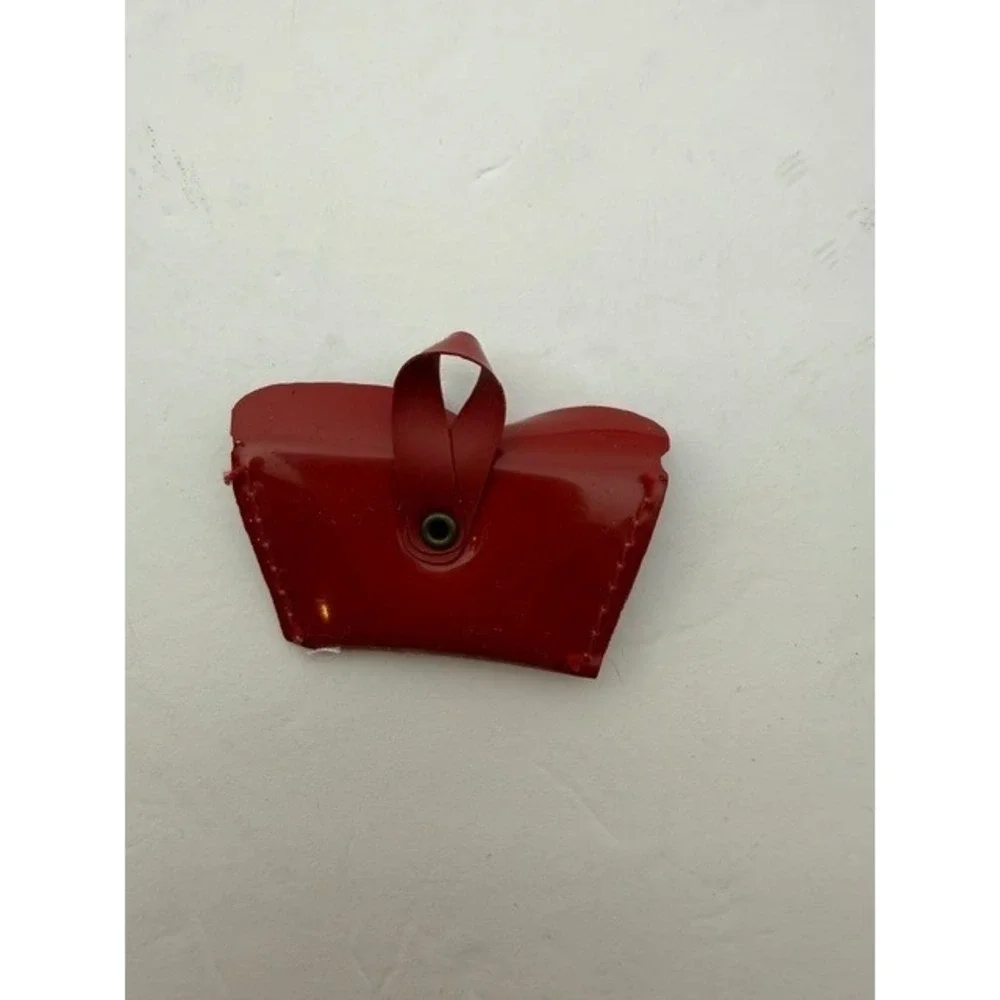 Vintage Red Vinyl Miniature Coin Purse Fashion Doll Barbie hand Loop